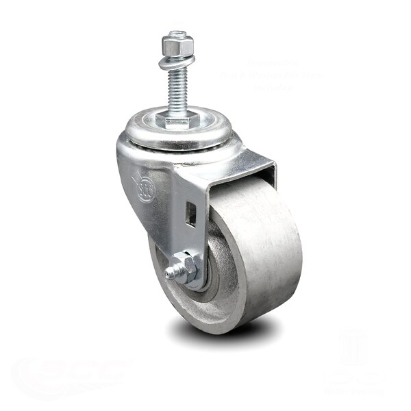 Semi Steel Swivel Threaded Stem Caster w/Roller Bearing - 3" Wheel & 3/8" Stem